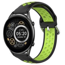 Per Xiaomi Haylou RT2 LS10 Cinturino per orologio sportivo in silicone traspirante traforato da 22 mm (nero + lime)