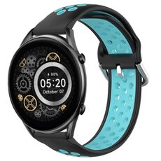 Per Xiaomi Haylou RT2 LS10 Cinturino sportivo in silicone traspirante traforato da 22 mm (nero + blu)