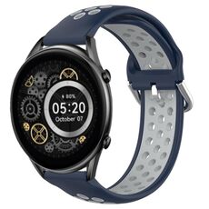 Per Xiaomi Haylou RT2 LS10 Cinturino sportivo in silicone traspirante traforato da 22 mm (blu notte + grigio)