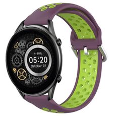 Per Xiaomi Haylou RT2 LS10 Cinturino per orologio sportivo in silicone traspirante traforato da 22 mm (viola + lime)