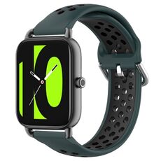 Per Xiaomi Haylou RS4 LS12 Cinturino sportivo in silicone traspirante traforato da 22 mm (verde oliva + nero)