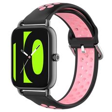 Per Xiaomi Haylou RS4 LS12 Cinturino sportivo in silicone traspirante traforato da 22 mm (nero + rosa)