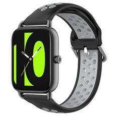 Per Xiaomi Haylou RS4 LS12 Cinturino per orologio sportivo in silicone traspirante traforato da 22 mm (nero + grigio)