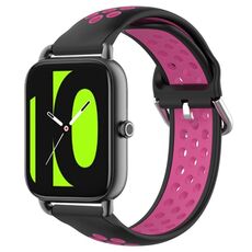 Per Xiaomi Haylou RS4 LS12 Cinturino sportivo in silicone traspirante traforato da 22 mm (nero + rosa rossa)