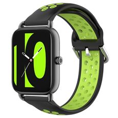Per Xiaomi Haylou RS4 LS12 Cinturino per orologio sportivo in silicone traspirante traforato da 22 mm (nero + lime)