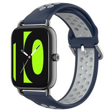Per Xiaomi Haylou RS4 LS12 Cinturino sportivo in silicone traspirante traforato da 22 mm (blu notte + grigio)