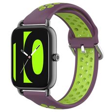 Per Xiaomi Haylou RS4 LS12 Cinturino per orologio sportivo in silicone traspirante traforato da 22 mm (viola + lime)