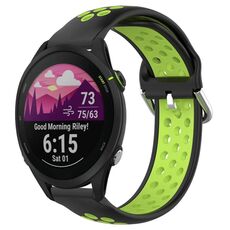 Per Garmin Forerunner 255 22mm Cinturino sportivo in silicone traspirante traforato (nero + lime)