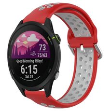 Per Garmin Forerunner 255 22mm Cinturino sportivo in silicone traspirante traforato (rosso + grigio)