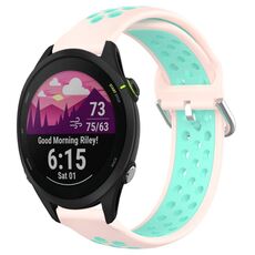 Per Garmin Forerunner 255 Music 22mm Cinturino in silicone sportivo traforato traspirante (rosa + anatra d'acqua)