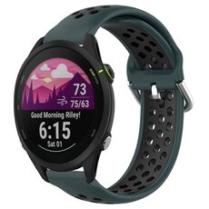 Per Garmin Forerunner 255 Music Cinturino sportivo in silicone traspirante perforato da 22 mm (verde oliva + nero)