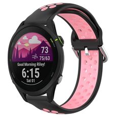 Per Garmin Forerunner 255 Music Cinturino sportivo in silicone traspirante perforato da 22 mm (nero + rosa)