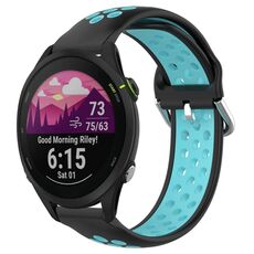 Per Garmin Forerunner 255 Music Cinturino sportivo in silicone traspirante perforato da 22 mm (nero + blu)