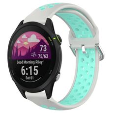 Per Garmin Forerunner 255 Music 22mm Cinturino in silicone sportivo traforato traspirante (grigio + anatra d'acqua)