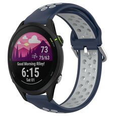 Per Garmin Forerunner 255 Music Cinturino sportivo in silicone traspirante perforato da 22 mm (blu notte + grigio)
