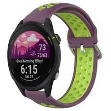 Per Garmin Forerunner 255 Music 22mm Cinturino in silicone sportivo traforato traspirante (viola + lime)