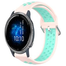 Per Garmin Venu 2 22mm cinturino in silicone sportivo traspirante traforato (rosa + anatra d'acqua)