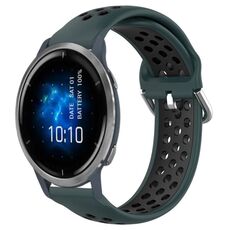 Per Garmin Venu 2 22mm cinturino sportivo in silicone traspirante traforato (verde oliva + nero)