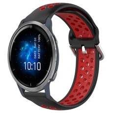 Per Garmin Venu 2 22mm cinturino in silicone sportivo traspirante perforato (nero + rosso)