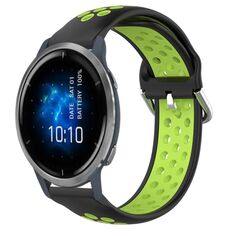 Per Garmin Venu 2 22mm cinturino in silicone sportivo traspirante traforato (nero + lime)