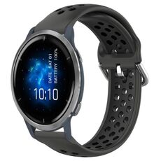 Per Garmin Venu 2 22mm cinturino in silicone sportivo traspirante perforato (nero)