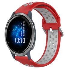 Per Garmin Venu 2 22mm Cinturino sportivo in silicone traspirante traforato (rosso + grigio)