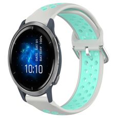 Per Garmin Venu 2 22mm Cinturino sportivo in silicone traspirante traforato (grigio + anatra d'acqua)