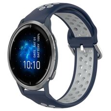 Per Garmin Venu 2 22mm cinturino sportivo in silicone traspirante traforato (blu notte + grigio)