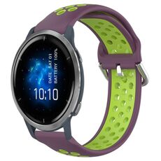 Per Garmin Venu 2 22mm cinturino in silicone sportivo traspirante traforato (viola + lime)