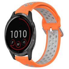 Per Garmin Vivoactive4 22mm Cinturino sportivo in silicone traspirante traforato (arancione + grigio)