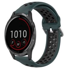 Per Garmin Vivoactive4 22mm Cinturino sportivo in silicone traspirante traforato (verde oliva + nero)