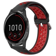 Per Garmin Vivoactive 4 22mm Cinturino sportivo in silicone traspirante traforato (nero rosso)