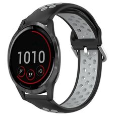 Per Garmin Vivoactive 4 22mm Cinturino sportivo in silicone traspirante traforato (nero e grigio)