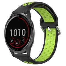 Per Garmin Vivoactive 4 22mm Cinturino in silicone sportivo traforato e traspirante (lime nero)