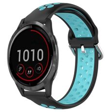 Per Garmin Vivoactive4 22mm Cinturino sportivo in silicone traspirante traforato (nero + blu)