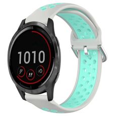 Per Garmin Vivoactive4 22mm Cinturino in silicone sportivo traforato traspirante (grigio + anatra d'acqua)