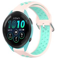 Per Garmin Forerunner 265 Music 22mm Cinturino sportivo in silicone traspirante traforato (rosa + anatra d'acqua)