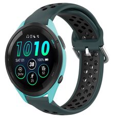 Per Garmin Forerunner 265 Music Cinturino sportivo in silicone traspirante perforato da 22 mm (verde oliva + nero)