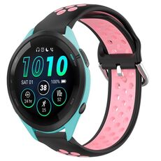 Per Garmin Forerunner 265 Music 22mm Cinturino sportivo in silicone traspirante traforato (nero + rosa)