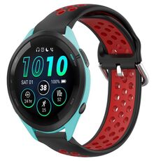 Per Garmin Forerunner 265 Music Cinturino sportivo in silicone traspirante perforato da 22 mm (nero + rosso)