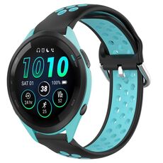 Per Garmin Forerunner 265 Music Cinturino sportivo in silicone traspirante perforato da 22 mm (nero + blu)