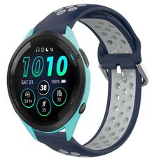 Per Garmin Forerunner 265 Music Cinturino sportivo in silicone traspirante perforato da 22 mm (blu notte + grigio)