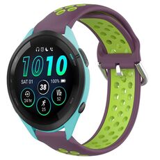 Per Garmin Forerunner 265 Music 22mm Cinturino in silicone sportivo traforato traspirante (viola + lime)