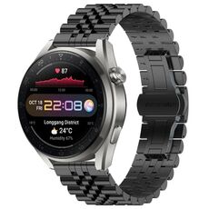 Per Huawei Watch3 Pro Nuovo cinturino per orologio semicircolare in acciaio inossidabile Five Bull + strumento per la rimozione del cinturino (nero)
