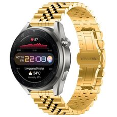 Per Huawei Watch3 Pro New Five Bull Mezzo tondo cinturino in acciaio inossidabile + strumento di rimozione cinturino (oro)