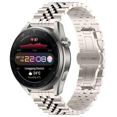 Per Huawei Watch3 Pro Nuovo cinturino per orologio semicircolare in acciaio inossidabile Five Bull + strumento per la rimozione del cinturino (colore Starlight)