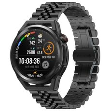 Per Huawei Watch GT Runner Five Bull Cinturino semicircolare in acciaio inossidabile + strumento di rimozione cinturino (nero)