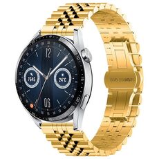 Per Huawei Watch GT3 46mm Five Bull Mezzo tondo in acciaio inossidabile cinturino + strumento di rimozione cinturino (oro)