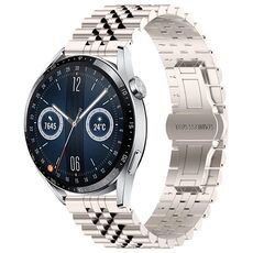 Per Huawei Watch GT3 46mm Five Bull Mezzo tondo in acciaio inossidabile con cinturino + strumento di rimozione del cinturino (colore Starlight)