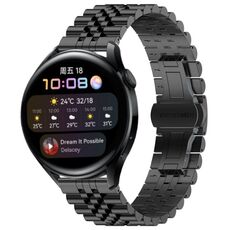 Per Huawei Watch 3/3 Pro Five Bull Cinturino semicircolare in acciaio inossidabile + strumento di rimozione cinturino (nero)